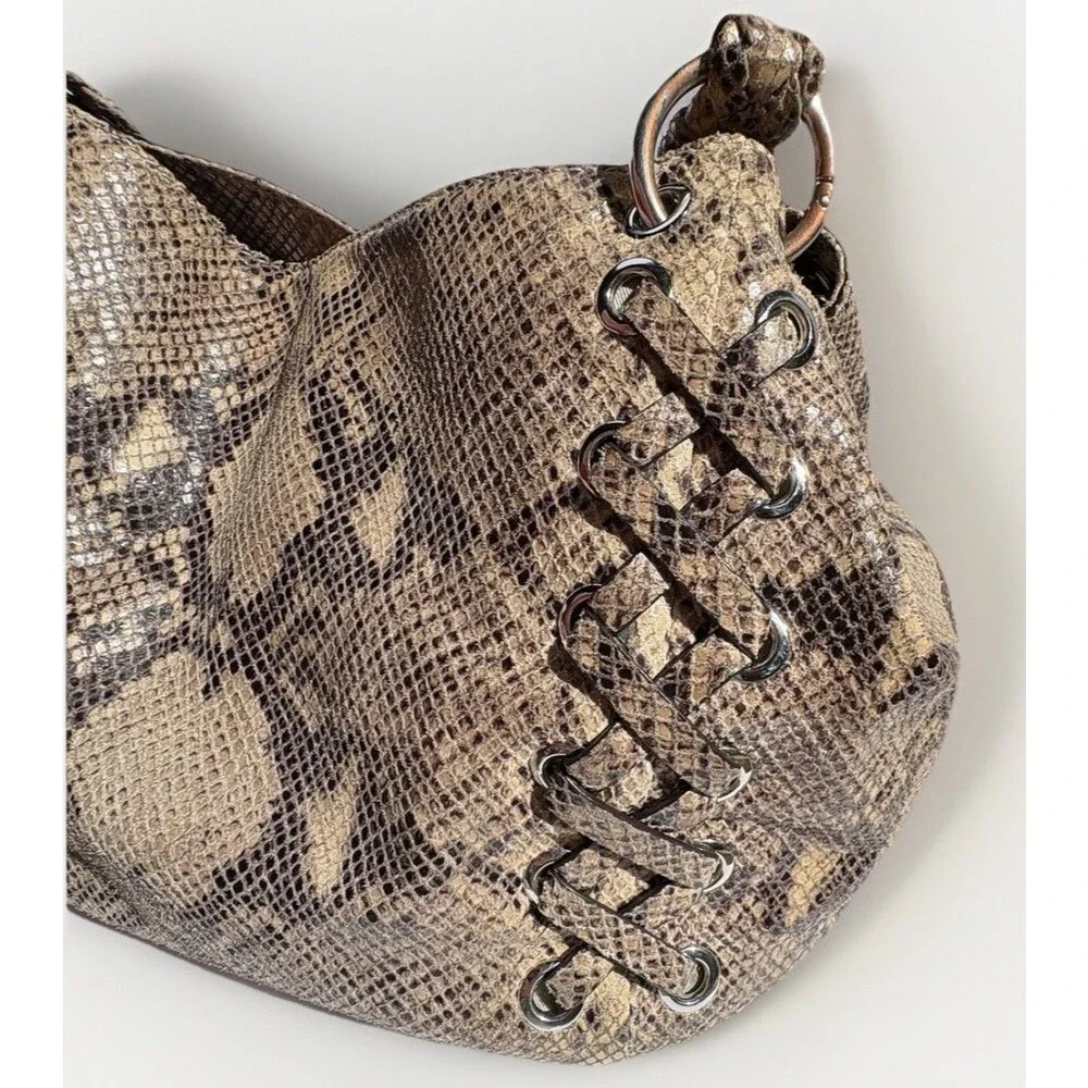 Michael Kors Python Satchel Y2K Laced Large Silver Hardware Pockets Shoulder